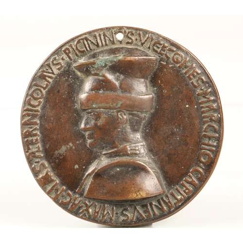 60 - Niccolò Piccinino bronzed Italian renaissance portrait medal, griffin and children on reverse, origi... 