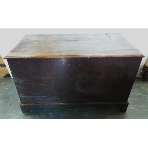 119 - Victorian stained pine mule-type chest enclosing a candle box, with iron locks and brackets, on brac... 