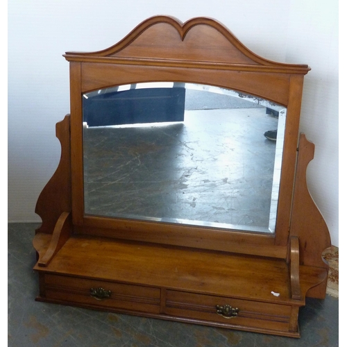 120 - Pine dressing chest of two short and two long drawers, c. early 20th century, with swing mirror abov... 