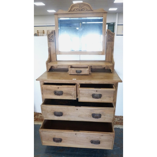 120 - Pine dressing chest of two short and two long drawers, c. early 20th century, with swing mirror abov... 