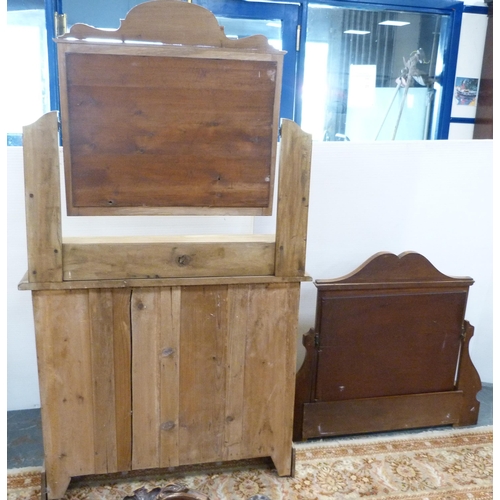 120 - Pine dressing chest of two short and two long drawers, c. early 20th century, with swing mirror abov... 