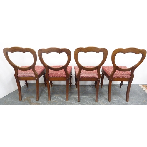 127 - Set of four Victorian-style dining chairs, each with shaped top, open backrest, later upholstered st... 