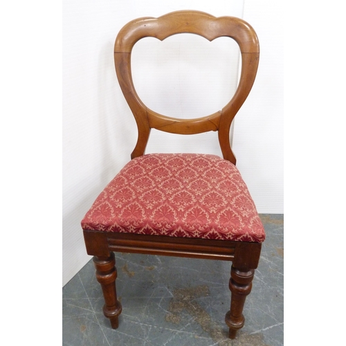 127 - Set of four Victorian-style dining chairs, each with shaped top, open backrest, later upholstered st... 