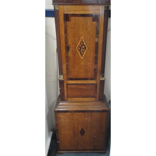 136 - George III oak and mahogany-banded longcase clock, named to Court, Bromsgrove, with open scroll and ... 