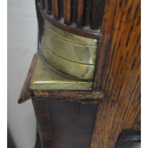 136 - George III oak and mahogany-banded longcase clock, named to Court, Bromsgrove, with open scroll and ... 