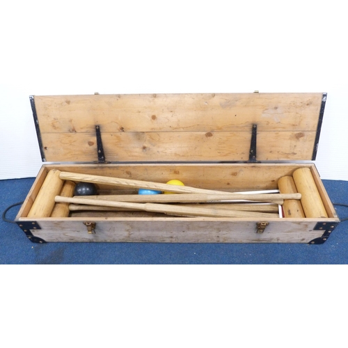 44 - County croquet set to include four mallets in pine box.