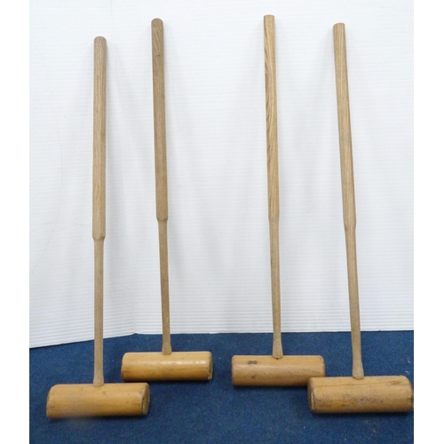 44 - County croquet set to include four mallets in pine box.