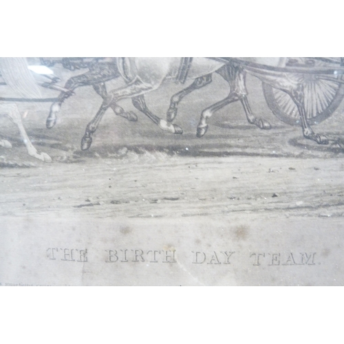 48 - After Charles Hunt'The Birth Day Team'Engraving, 46.5cm x 55.5cm, framed and glazed.... 