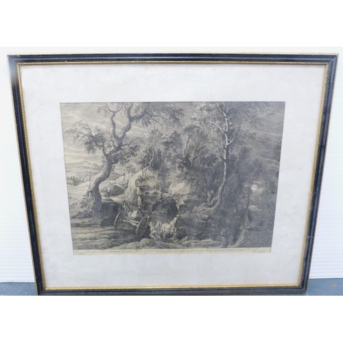 49 - Three antique Italian engravings to include an example after Rubens, 'Cornelio de Wael', 32cm x 44cm... 