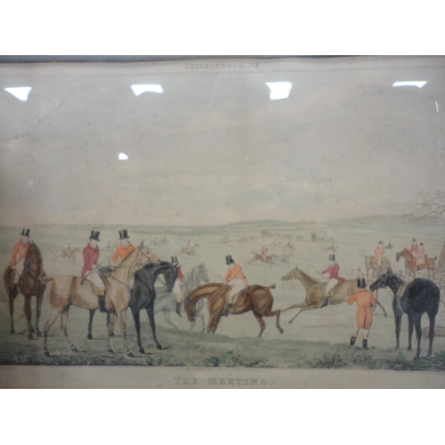 53 - Sporting prints to include 'Leicestershire Hunt', 30cm x 47cm, 'The Meeting', another two prints aft... 