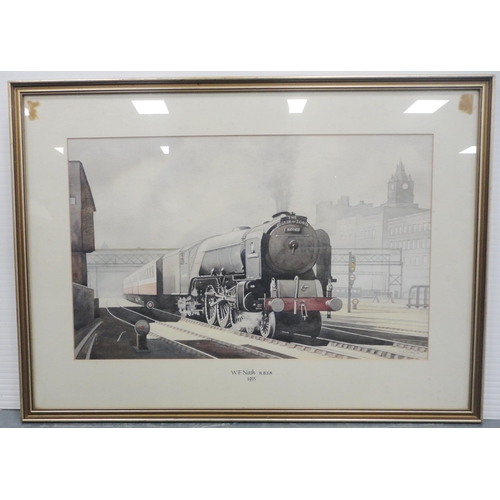 55 - WF Nash (British, 20th Century)The Queen of Scots locomotiveSigned and dated 1935, watercolour, 37cm... 