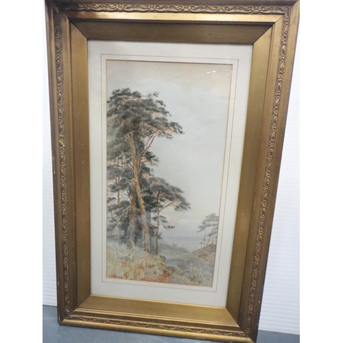 56 - A Coleman (British, 19th Century)Landscape sceneSigned, watercolour, 49.5cm x 25cm.... 