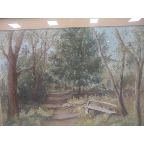 58 - English SchoolA Peaceful Place in Tadworth, SurreySigned indistinctly, pastel, 35.5cm x 47.5cm, fram... 