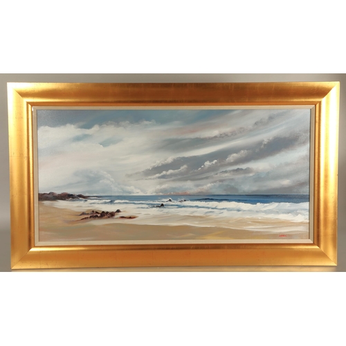 492 - Giovanni(John) Spinelli (Scottish 20th Century)Summer SeascapeGilt framed oil on canvassigned58 cm x... 