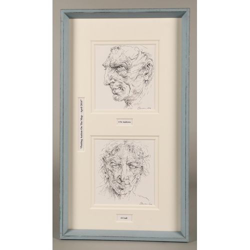 495 - Peter Howson (Scottish b 1958)Crail and St AndrewsOne framed pair of images, both signed print multi... 