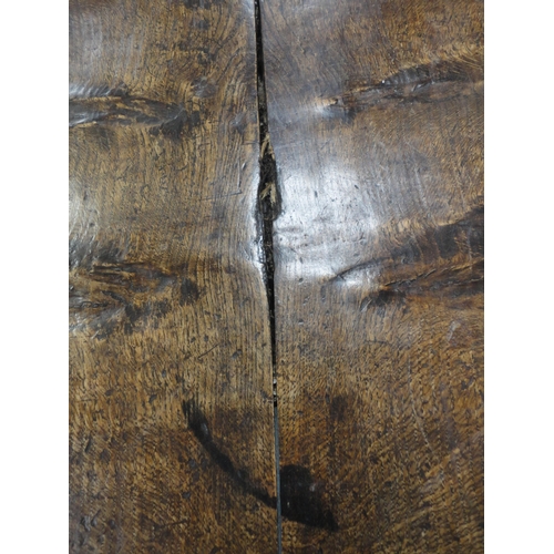 143 - 17th century-style elm and oak refectory table with thick shaped elm plank top, 78cm high, 213cm lon... 