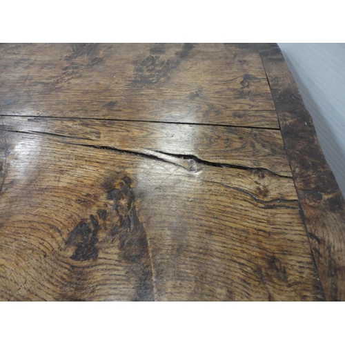 143 - 17th century-style elm and oak refectory table with thick shaped elm plank top, 78cm high, 213cm lon... 