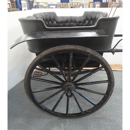 148 - Horse-drawn governess car, c. late 19th/early 20th century, painted in green and black livery, with ... 