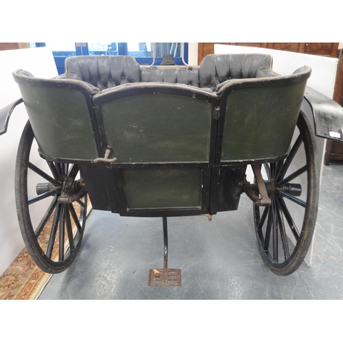 148 - Horse-drawn governess car, c. late 19th/early 20th century, painted in green and black livery, with ... 