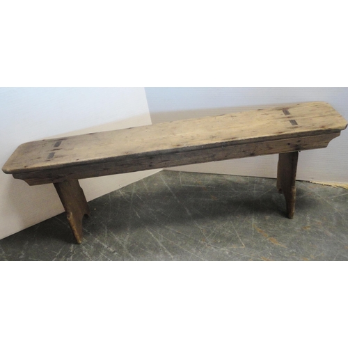 149 - Victorian pine bench with jointed rectangular top section, 55cm high, 133cm long and 22cm deep.