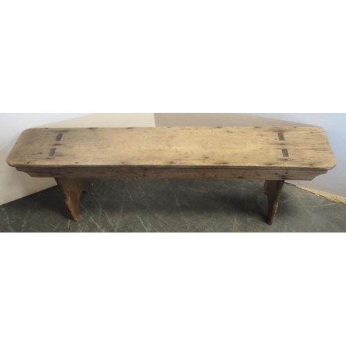 149 - Victorian pine bench with jointed rectangular top section, 55cm high, 133cm long and 22cm deep.