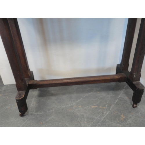 157 - Victorian walnut and marquetry-inlaid window table with shaped top, on platform base with adjoining ... 