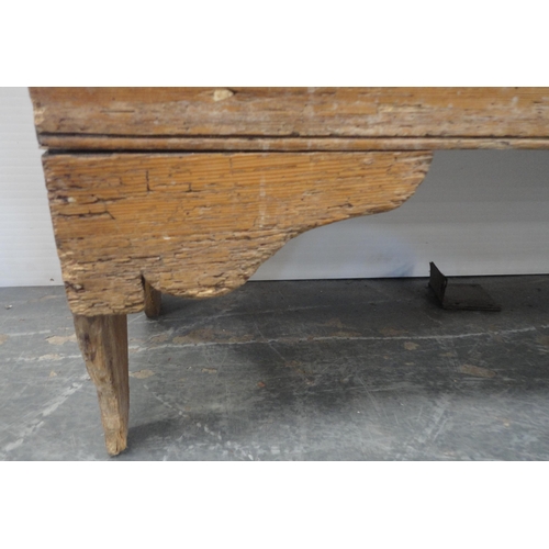 160 - Victorian pine coffer with a hinged top enclosing a candle box, on shaped feet, 67cm high, 132cm wid... 