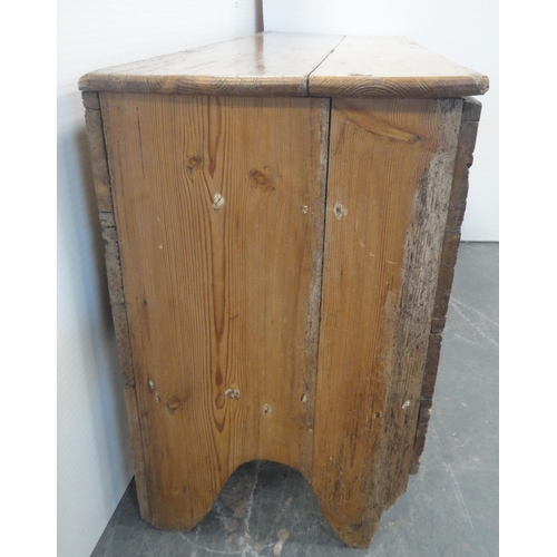 160 - Victorian pine coffer with a hinged top enclosing a candle box, on shaped feet, 67cm high, 132cm wid... 