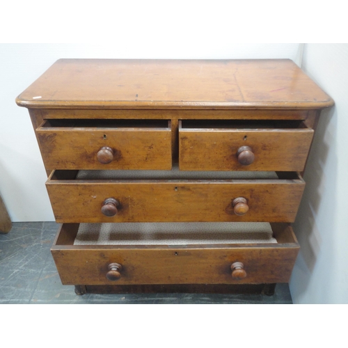 161 - Victorian mahogany chest of two short and three long drawers, 130cm high, 105cm wide and 51cm deep.