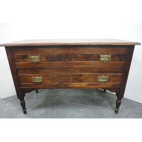 162 - Early 20th century walnut wash stand with two long drawers, 72cm high, 107cm and 49cm deep.