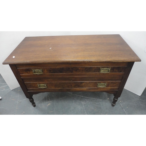 162 - Early 20th century walnut wash stand with two long drawers, 72cm high, 107cm and 49cm deep.