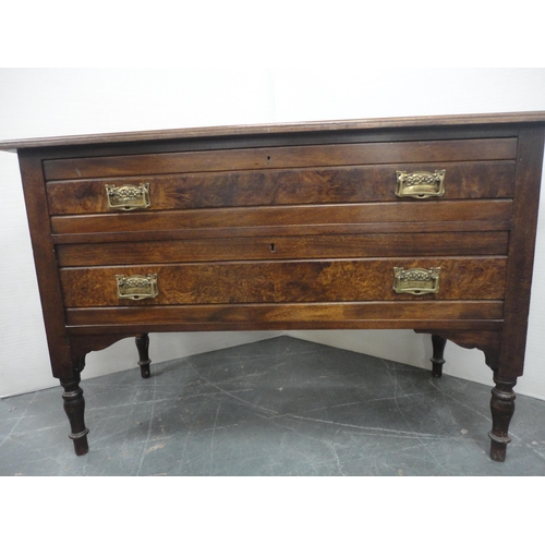 162 - Early 20th century walnut wash stand with two long drawers, 72cm high, 107cm and 49cm deep.