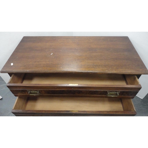 162 - Early 20th century walnut wash stand with two long drawers, 72cm high, 107cm and 49cm deep.