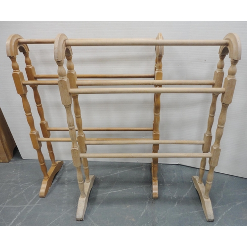 169 - Pine towel rail, 78cm high and 68cm wide, and another, similar.  (2)