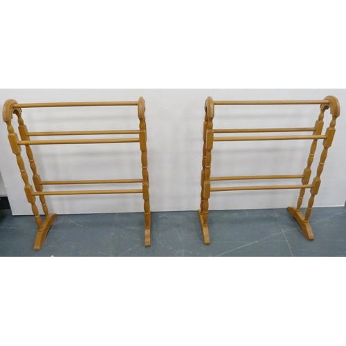 170 - Two pine towel rails, 67cm high and 62cm wide.  (2)