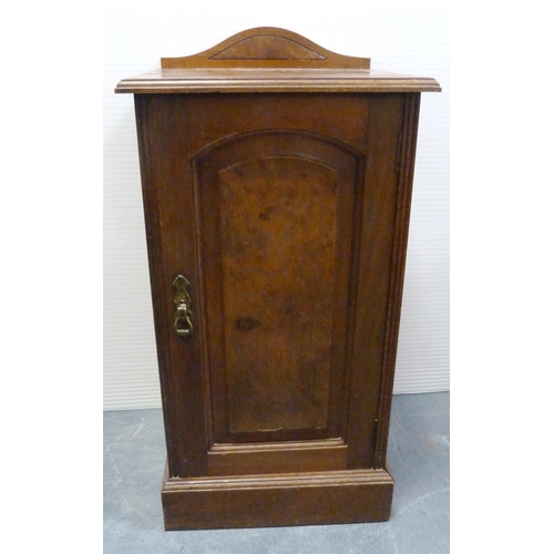 177 - Victorian walnut bedside locker with panelled door, on plinth base, 78cm high, 39.5cm wide and 37cm ... 