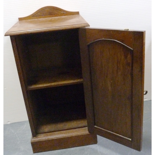 177 - Victorian walnut bedside locker with panelled door, on plinth base, 78cm high, 39.5cm wide and 37cm ... 