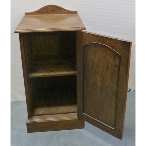 177 - Victorian walnut bedside locker with panelled door, on plinth base, 78cm high, 39.5cm wide and 37cm ... 