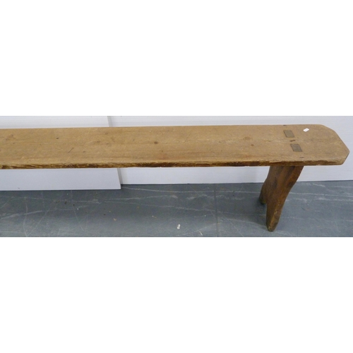 187 - Victorian pitch pine bench with jointed rectangular top section, 46cm high, 239cm long and 23cm deep... 