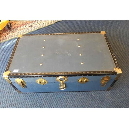 10 - Large vintage blue travel trunk.