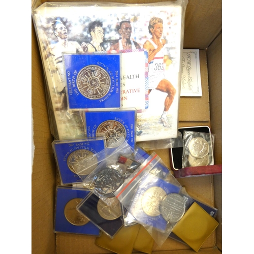 2 - Box of commemorative coins including 1986 Commonwealth Games.