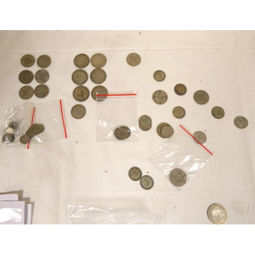 9 - Bag of silver British coinage including half crowns, florins, shillings and sixpences.