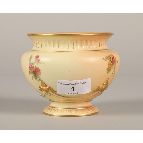 1 - Royal Worcester blush ware pot, 9cm h