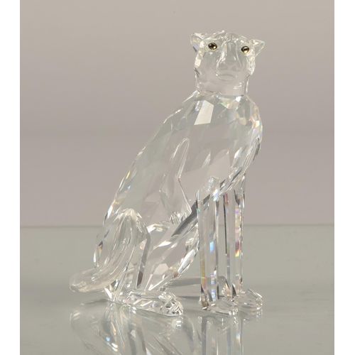 11 - Swarovski crystal cheetah, 9.5cm h, boxed, and small monkey 5cm h, boxed (2)