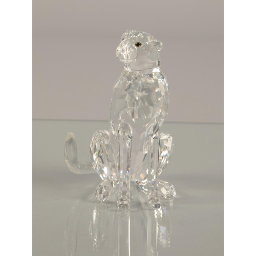 11 - Swarovski crystal cheetah, 9.5cm h, boxed, and small monkey 5cm h, boxed (2)