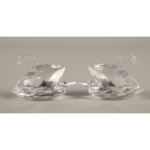 16 - Two Swarovski Crystal swans, both 5.5cm h