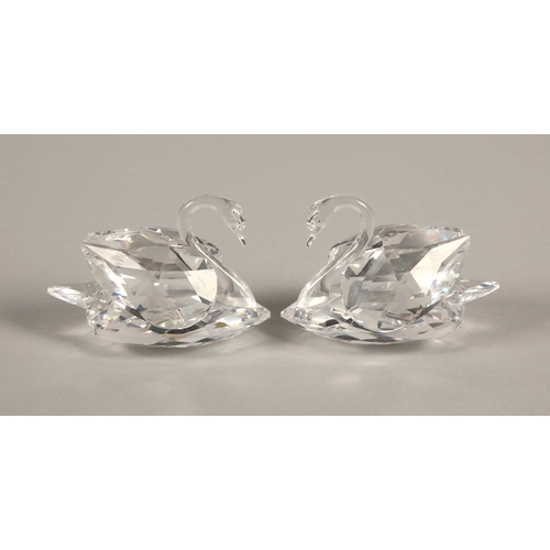 16 - Two Swarovski Crystal swans, both 5.5cm h