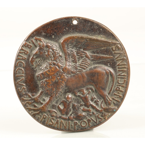 60 - Niccolò Piccinino bronzed Italian renaissance portrait medal, griffin and children on reverse, origi... 