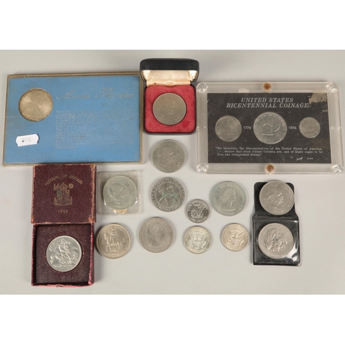 80 - Assorted coinage to include commemorative, British, USA, Maria Theresa, etc