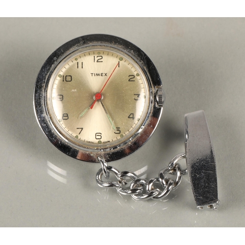 81 - Gold plated pocket watch (some damage) and a Timex nurses watch